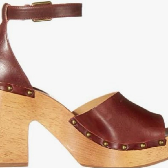 Lucky Brand Nelora Wooden Platform Leather Sandals 8.5 - Picture 9 of 12